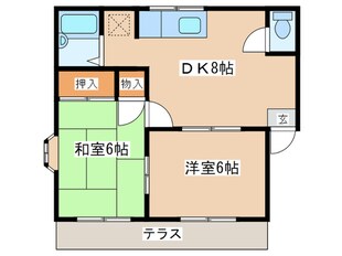 リバ－ハイツＢ棟の物件間取画像